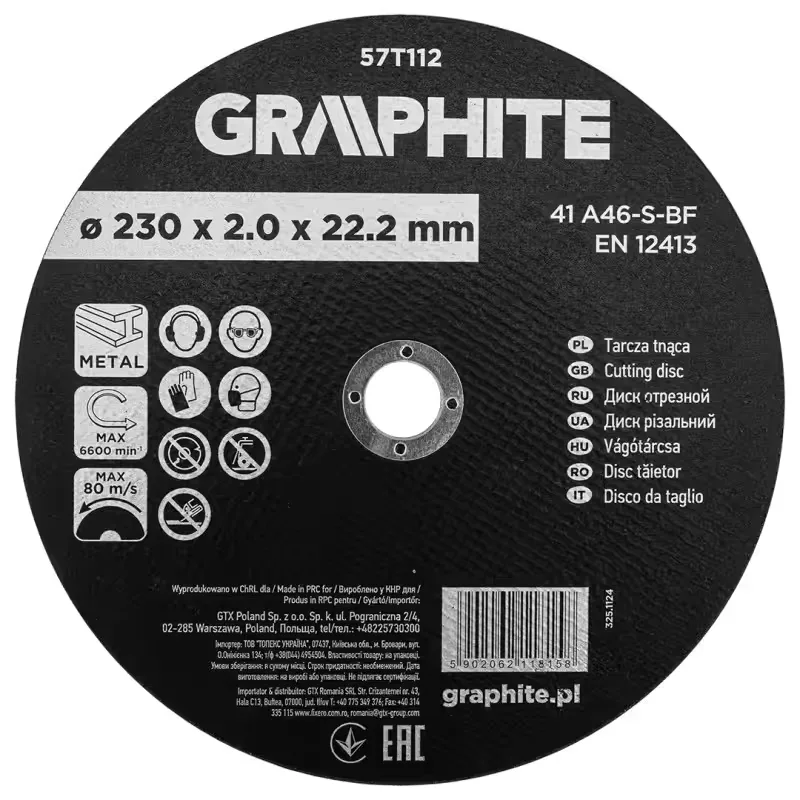 DISC TAIERE PENTRU METAL 230X2X22.2MM (57T112)
